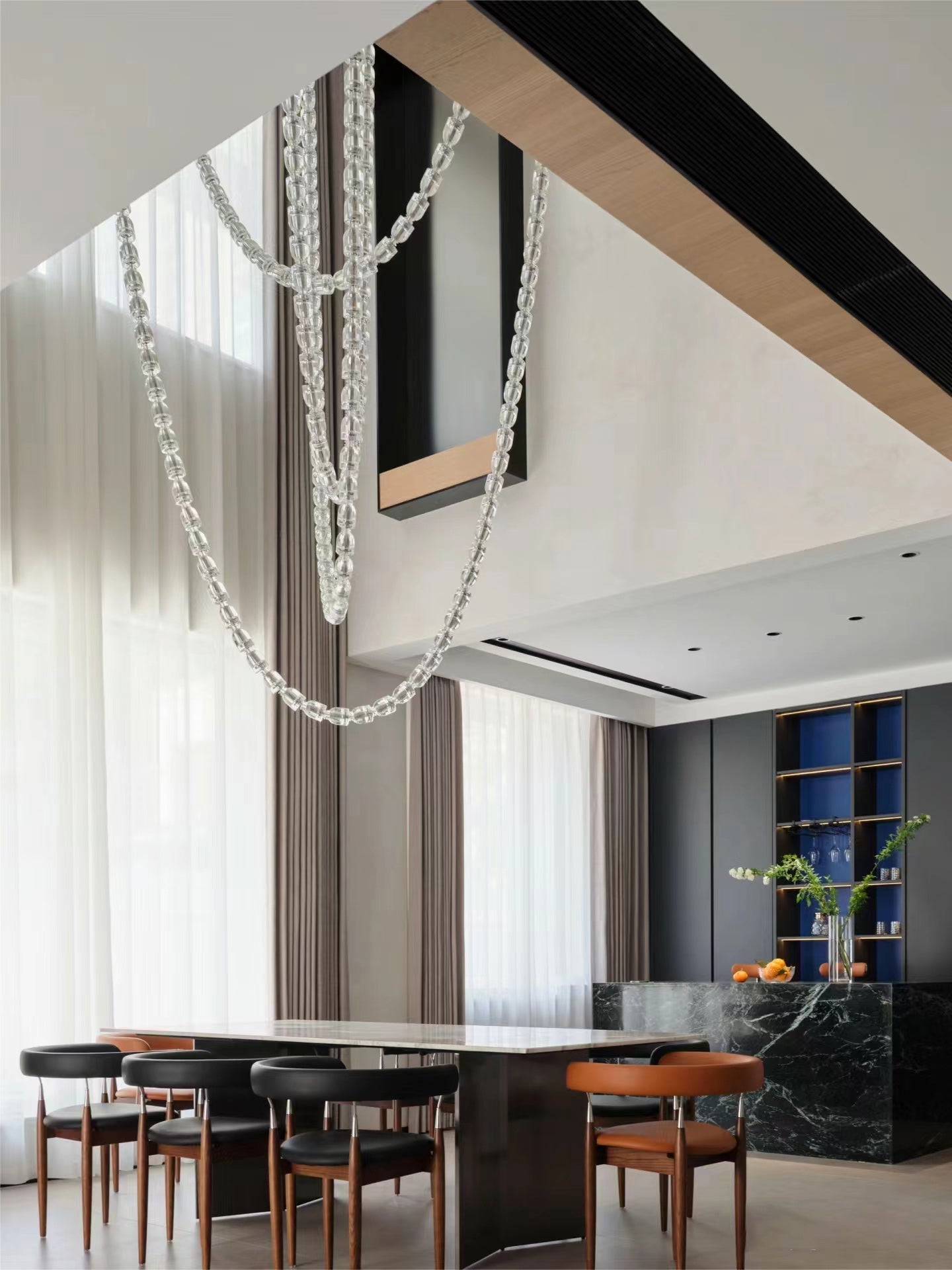 Modern Collier LED Pendant 12ft/10ft(customize)-Meet Lighting