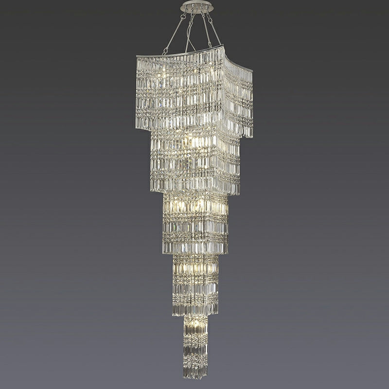 Extra Large Foyer Vertical Layers K9 Crystal Chandelier Chrome Ceiling Lighting Fixture For Staircase Entryway Decor-MEET LIGHTING