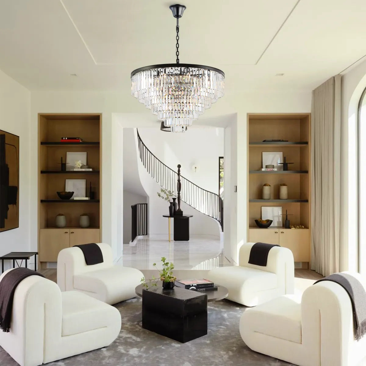 Odeom Crystal Multi-Layer Round Chandelier-MEET LIGHTING
