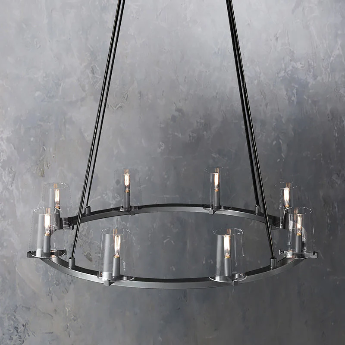 Pauillac Clear Glass Round Chandelier 36" 48" 60"-MEET LIGHTING