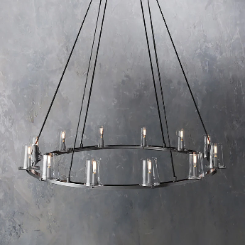 Pauillac Clear Glass Round Chandelier 36" 48" 60"-MEET LIGHTING