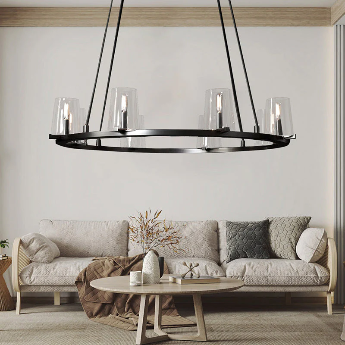 Pauillac Clear Glass Round Chandelier 36" 48" 60"-MEET LIGHTING