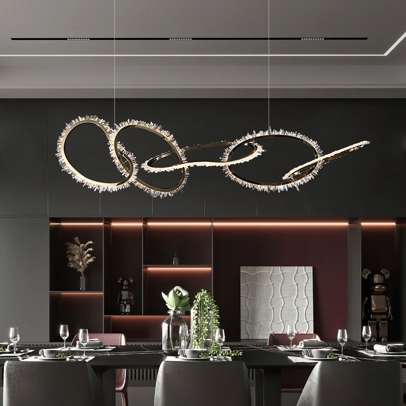 Primary Crystal Cluster 5 Rings Chandelier-MEET LIGHTING
