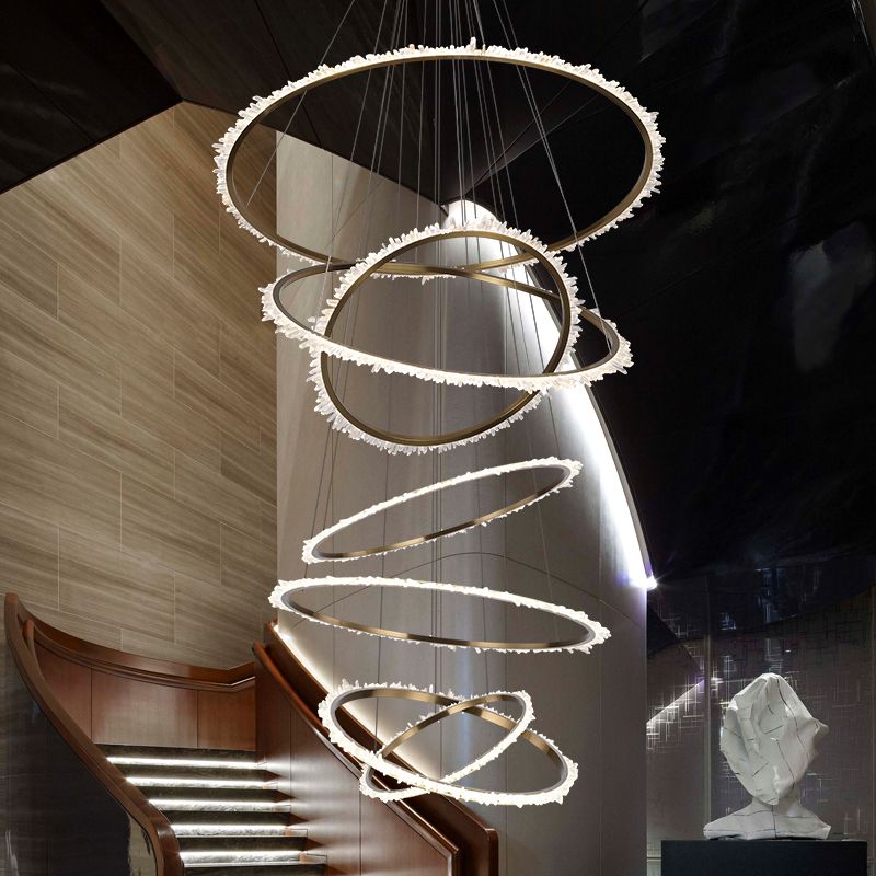Primary Crystal Cluster Multi Rings Chandelier-MEET LIGHTING