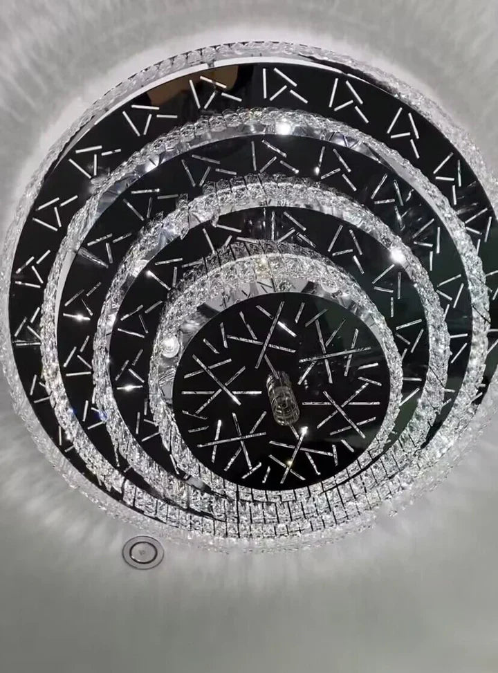 Oversized Modern Creative Flush Mount Round Multi-layers Crystal Pendant Chandelier for Living/Dining Room/Hallway-MEET LIGHTING