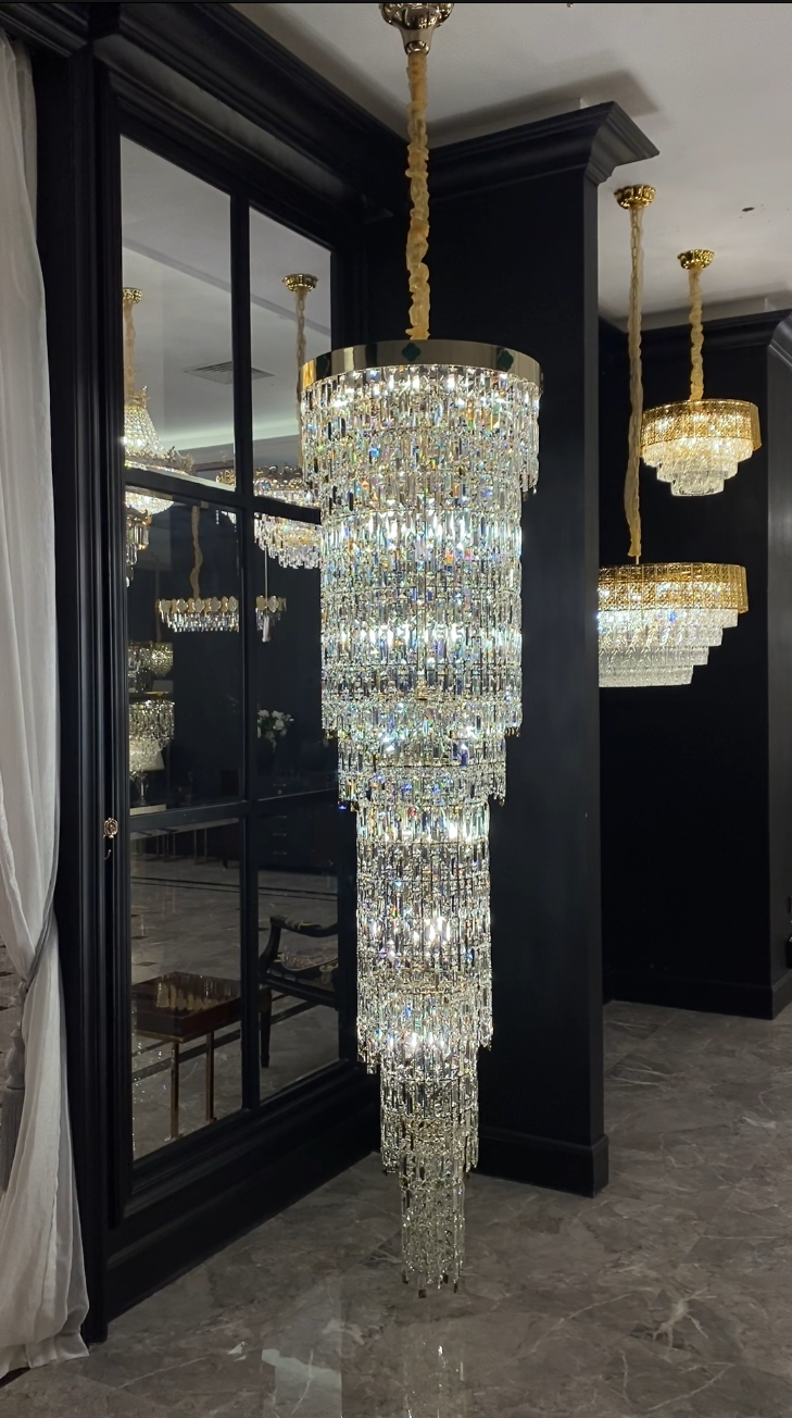 Luxury Modern Round Multi-layers Crystal Chandelier with Four Leaf Clover for Staircase/High-ceiling Space/ Foyer-MEET LIGHTING