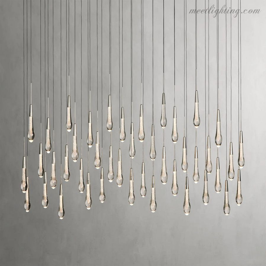 Rain Linear Solitaire Crystal Chandelier-MEET LIGHTING