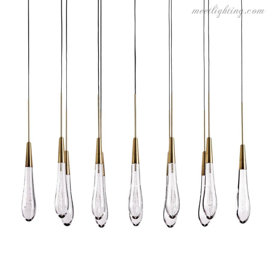 Rain Linear Solitaire Crystal Chandelier-MEET LIGHTING