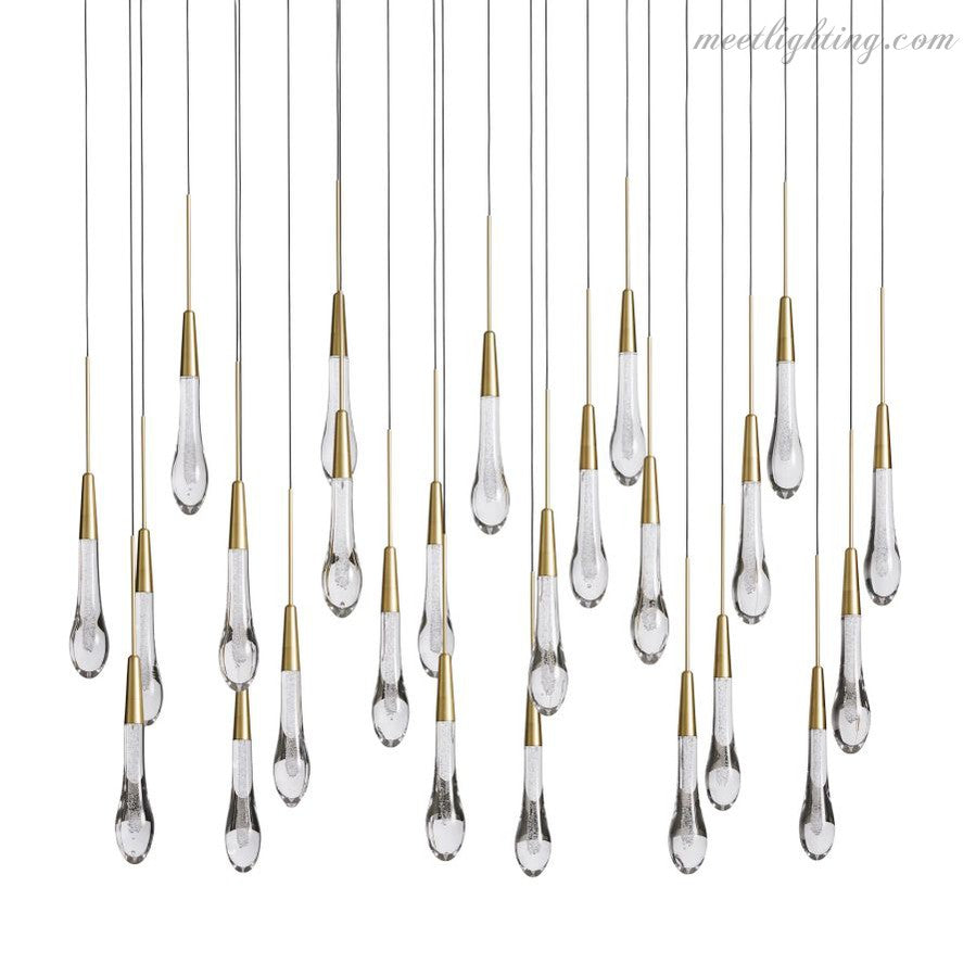 Rain Linear Solitaire Crystal Chandelier-MEET LIGHTING