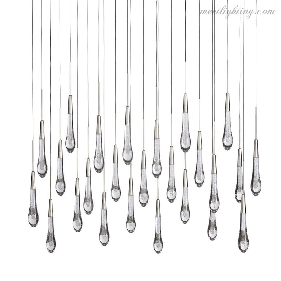 Rain Linear Solitaire Crystal Chandelier-MEET LIGHTING