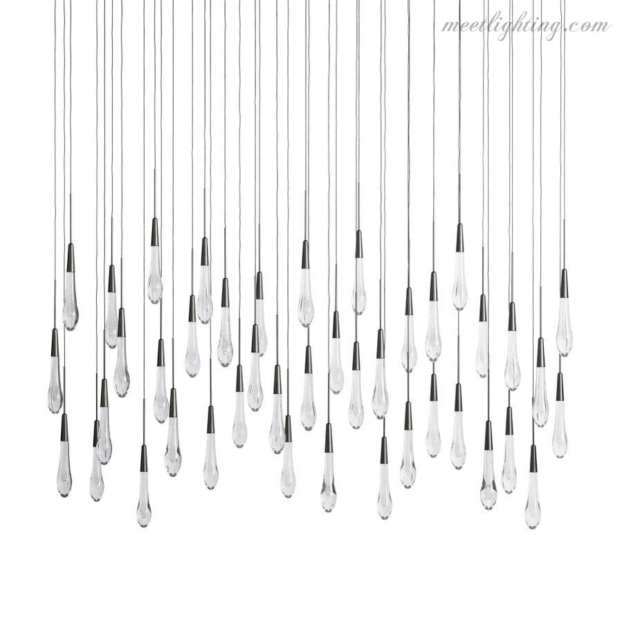 Rain Linear Solitaire Crystal Chandelier-MEET LIGHTING