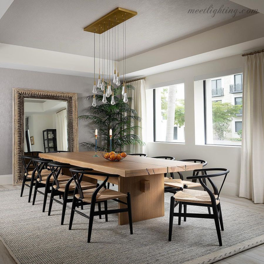 Rain Linear Solitaire Crystal Chandelier-MEET LIGHTING