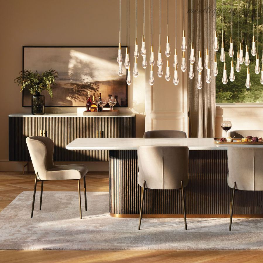 Rain Linear Solitaire Crystal Chandelier-MEET LIGHTING