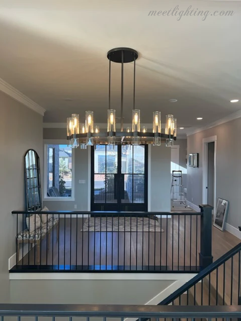 Ravelle Art Blown Glass Round Chandelier 36" Over Dining Table-MEET LIGHTING