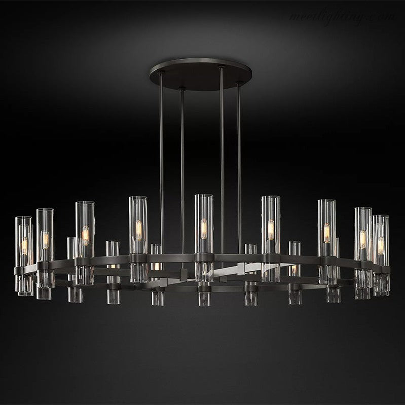 Ravelle Art Blown Glass Round Chandelier 60" Over Dining Table-MEET LIGHTING