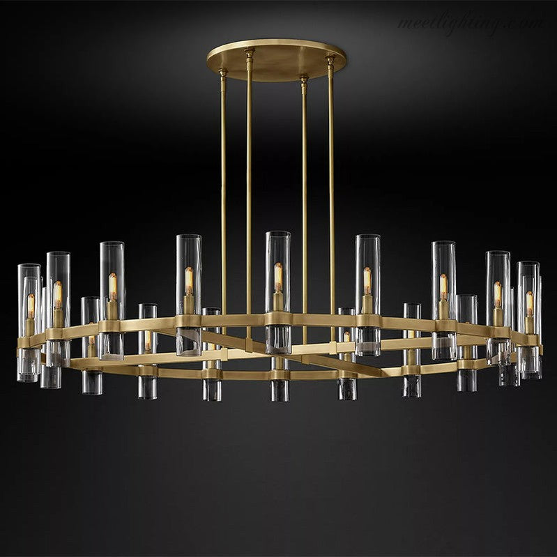 Ravelle Art Blown Glass Round Chandelier 60" Over Dining Table-MEET LIGHTING
