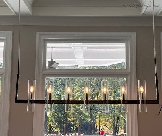Ravelle Linear Chandelier Art Blown Glass 71"-MEET LIGHTING