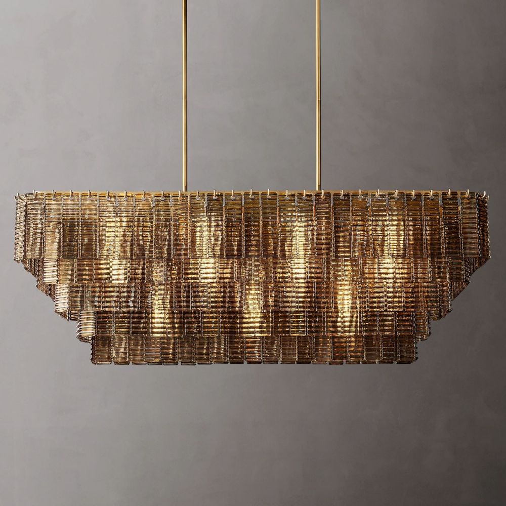 Siren Smoke Glass Rectangle Chandelier 59"