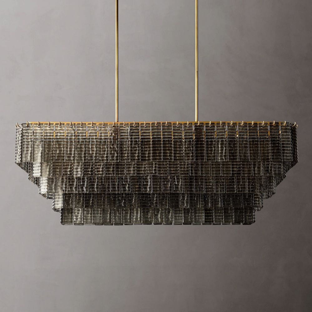 Siren Smoke Glass Rectangle Chandelier 59"