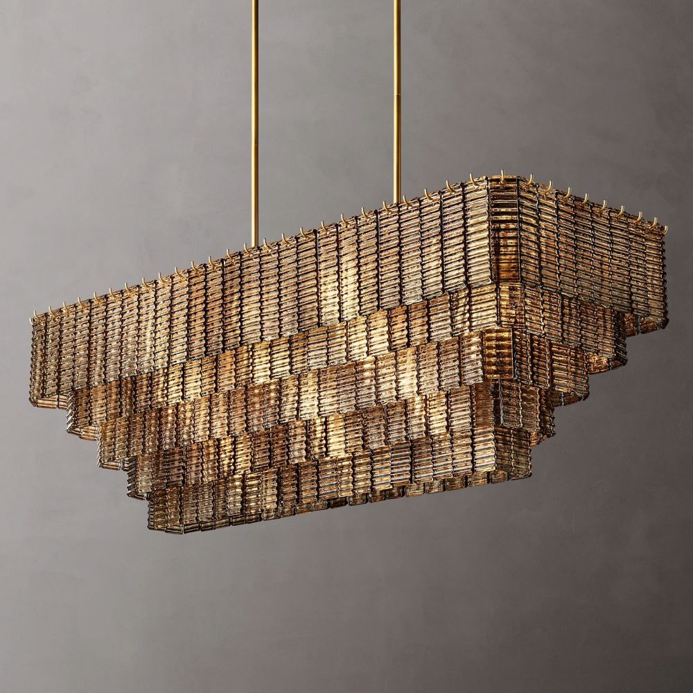 Siren Glass Rectangular Chandelier 77"