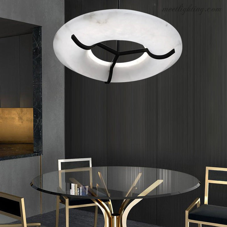 Round Alabaster Dining Room Chandelier-MEET LIGHTING