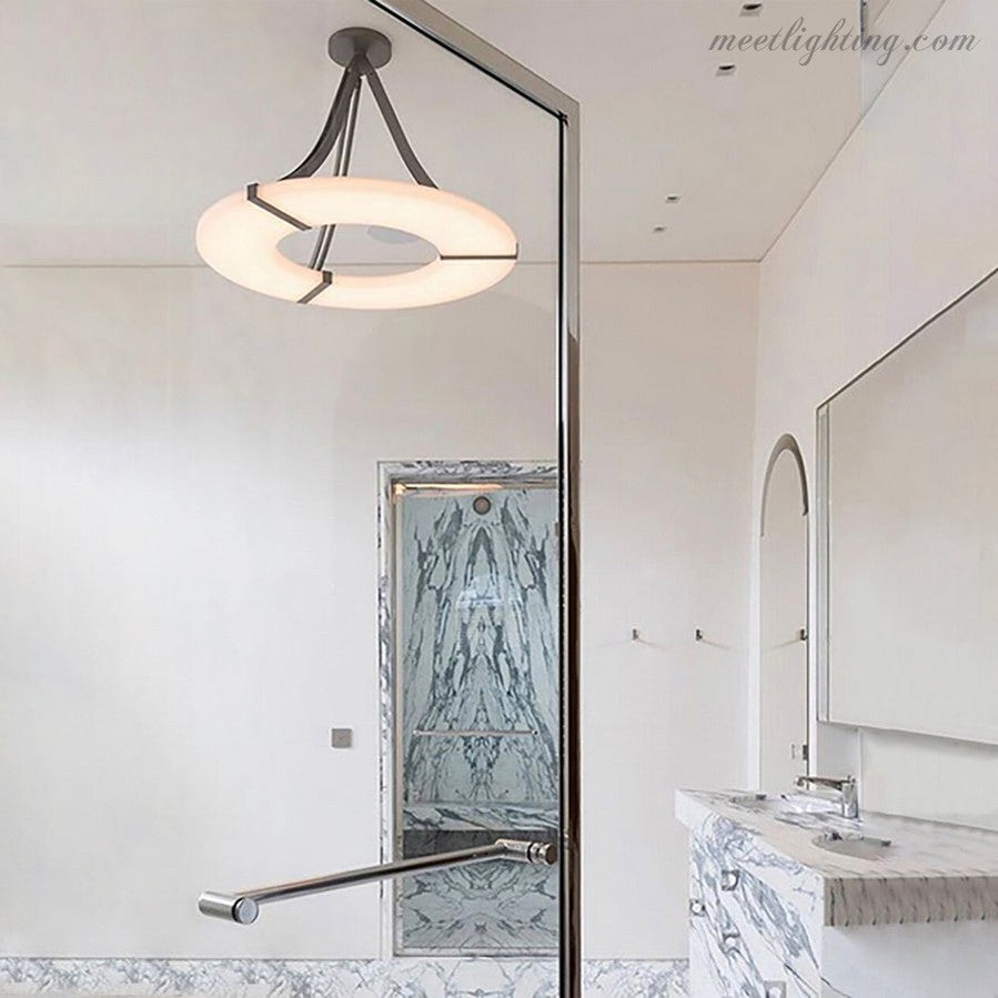 Round Alabaster Plate Chandelier-MEET LIGHTING