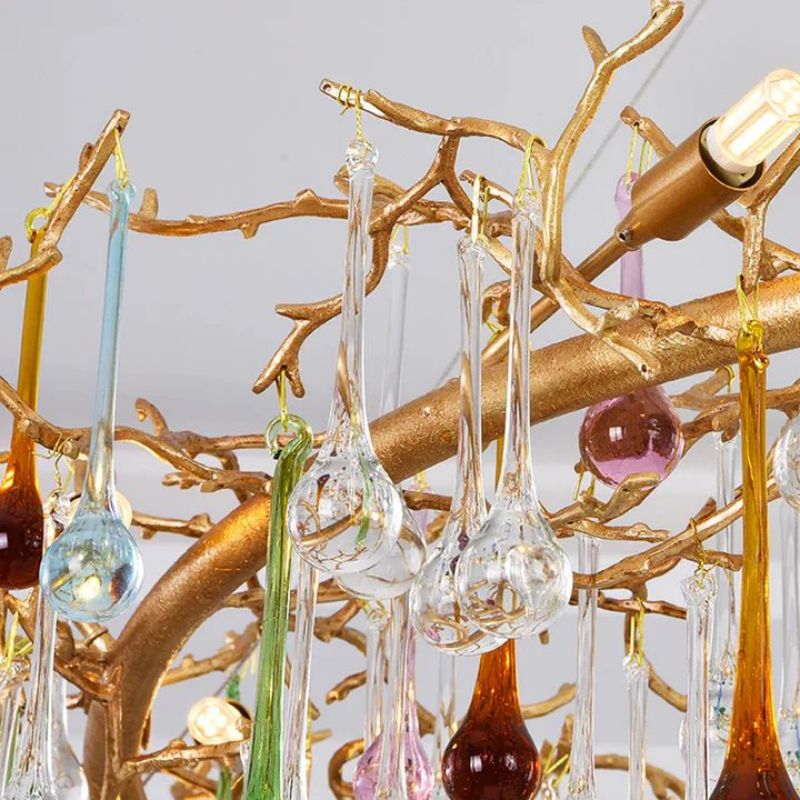 Runl Colorful Crystal Linear Branch Chandelier-MEET LIGHTING