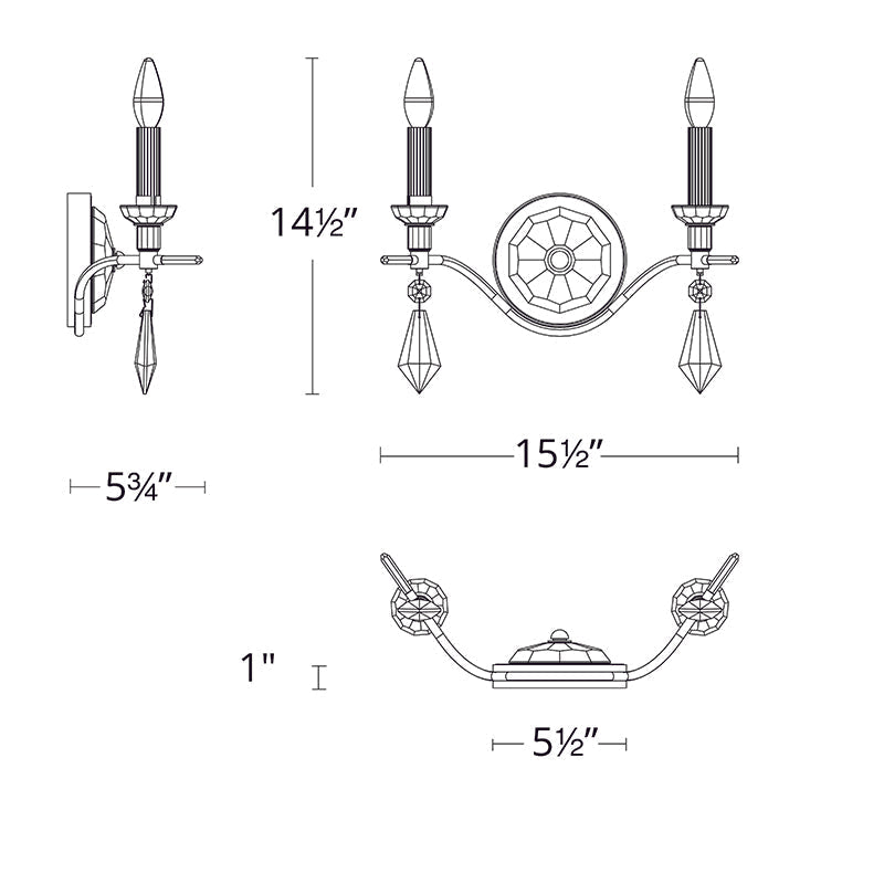 Meet Crystal Chandelier S5602 Tempest 2-lt 16" Wall Sconce