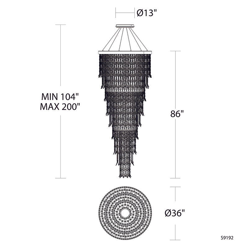 Meet Crystal Chandelier S9192 Pavona 36" LED Pendant