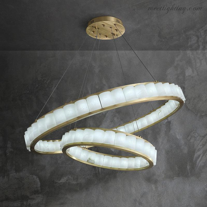 Scott Alabaster Circle Round Chandeliers-MEET LIGHTING