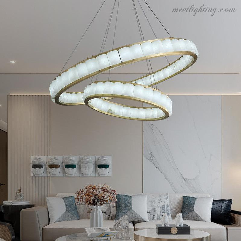 Scott Alabaster Circle Round Chandeliers-MEET LIGHTING