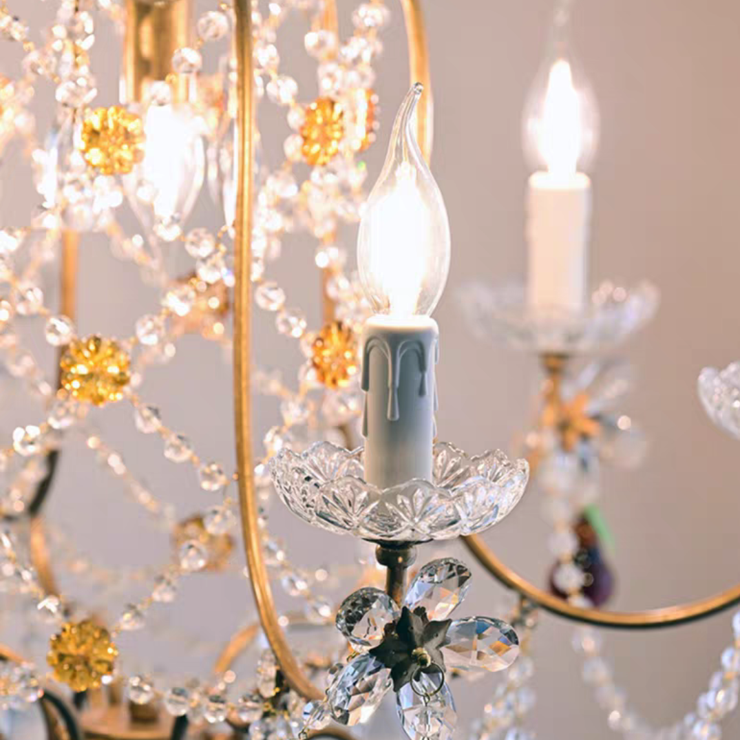 Ornate French Antique Crystal Ceiling Chandelier-MEET LIGHTING