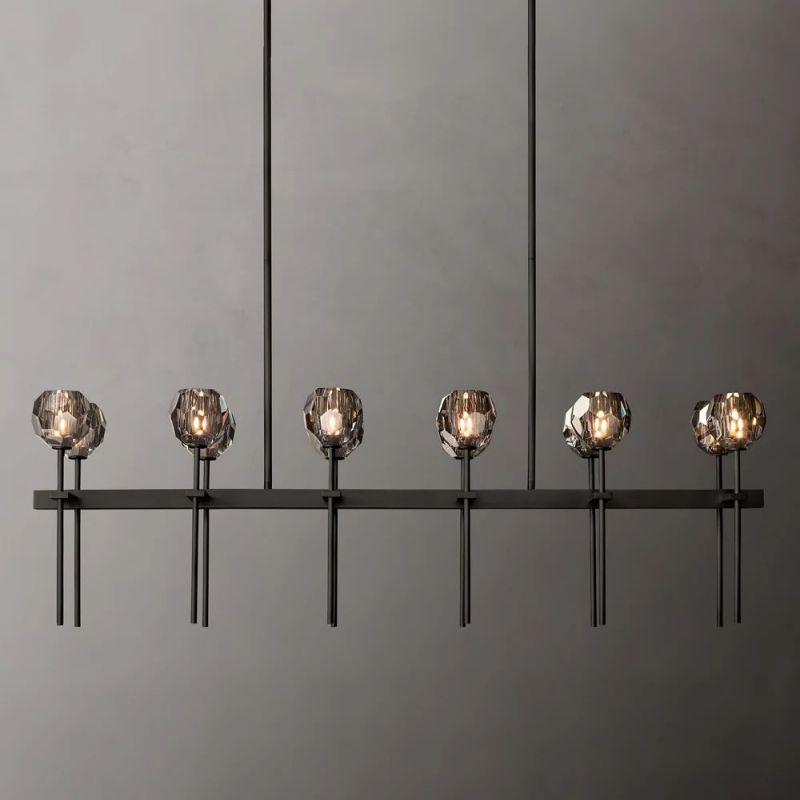 Boule Glass Double Linear Chandelier 60"