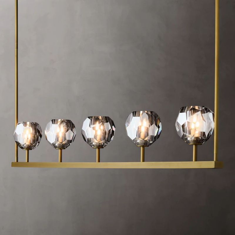 Boule Glass Linear Chandelier 48"