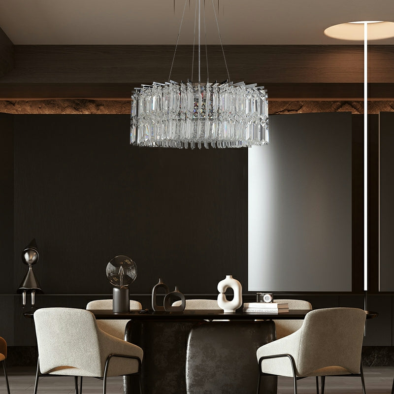 Chrome Silver Stylish Round Crystal Chandelier Modern Ceiling Pendant Light For Living Room/ Bedroom-MEET LIGHTING