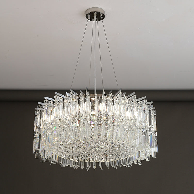 Chrome Silver Stylish Round Crystal Chandelier Modern Ceiling Pendant Light For Living Room/ Bedroom-MEET LIGHTING