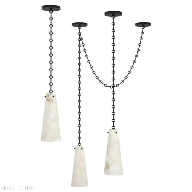 Luccas Contemporary Alabaster 3-Light Chandelier