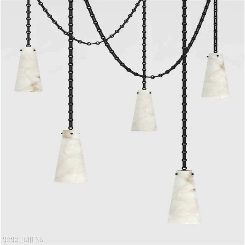 Luccas Contemporary Alabaster 5-Light Chandelier