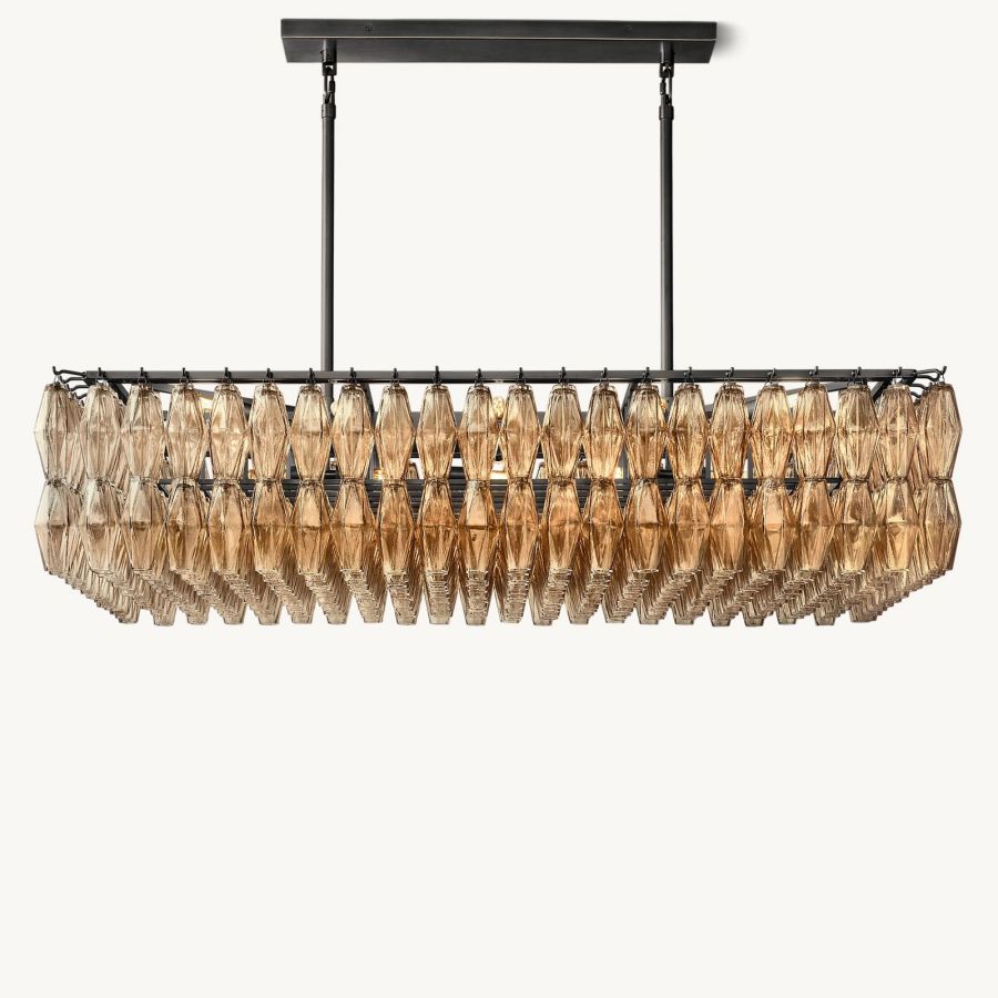 Chara Flushmount Rectangle Chandelier-MEET LIGHTING