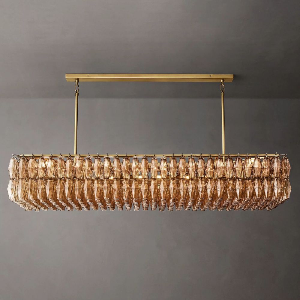 Chara Flushmount Rectangle Chandelier-MEET LIGHTING