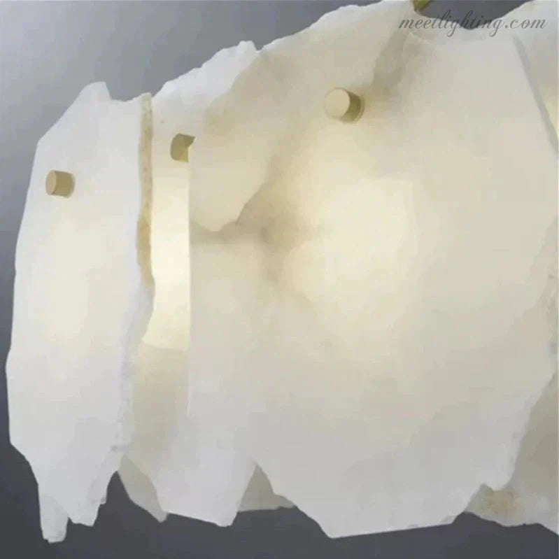 Theseus Alabaster Marble Modern Snowflake Round Chandelier-MEET LIGHTING