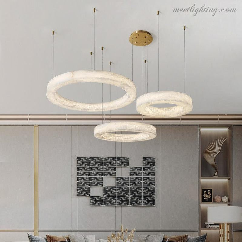 Theseus Alabaster Round Chandelier-MEET LIGHTING