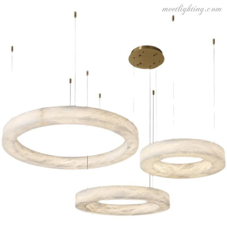 Theseus Alabaster Round Chandelier-MEET LIGHTING
