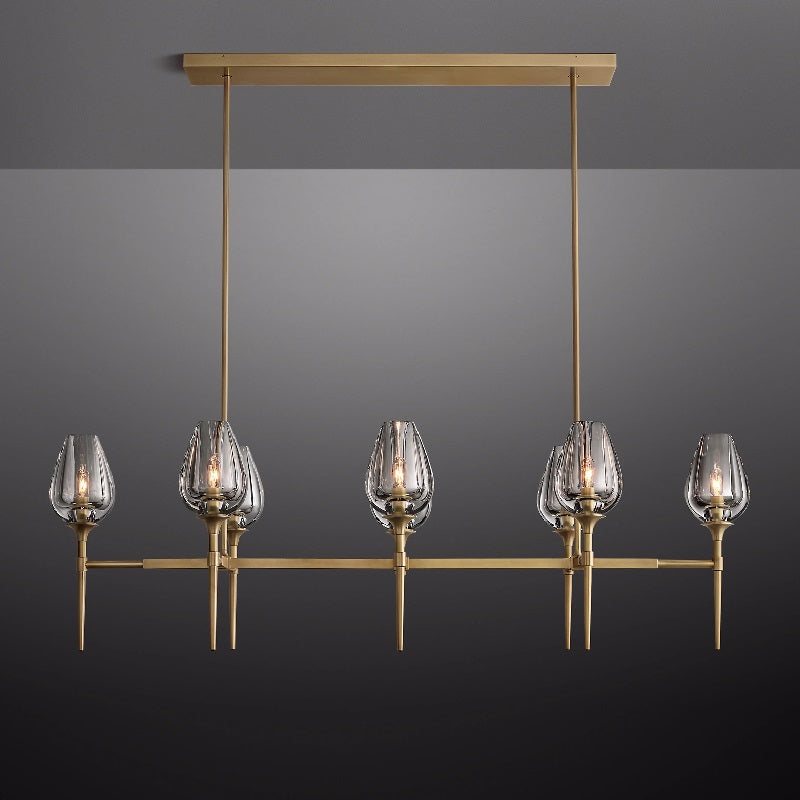 Tulip Linear Chandelier 52", Island Chandelier Over Kitchen Table-MEET LIGHTING