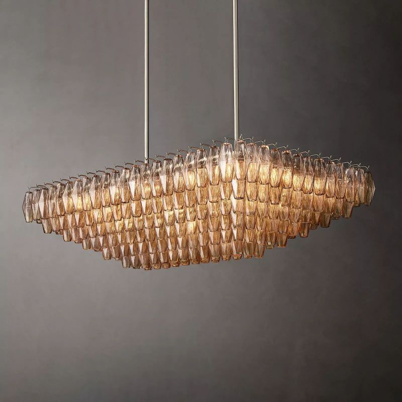 Chiaray Smoke Glass Tiered Rectangular Chandelier 54''