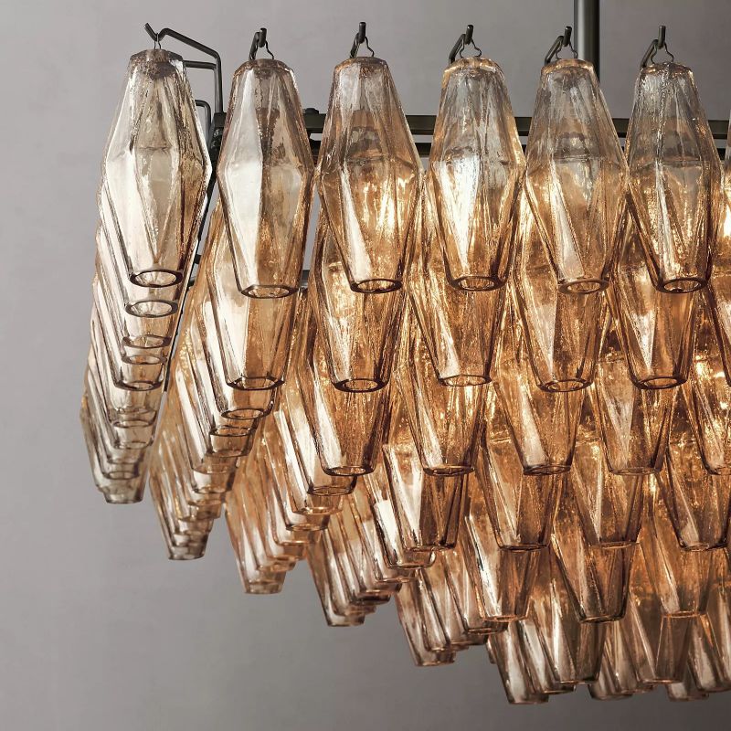Chiaray Smoke Glass Tiered Rectangular Chandelier 54''