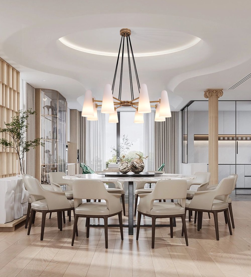 White Porcelain Round Chandelier 8-Lights-MEET LIGHTING