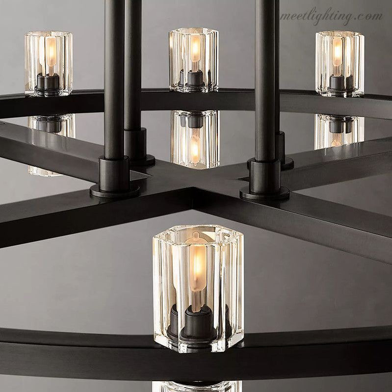 Arcachon Crystal Shade Two-Tier Round Chandelier 60"-MEET LIGHTING