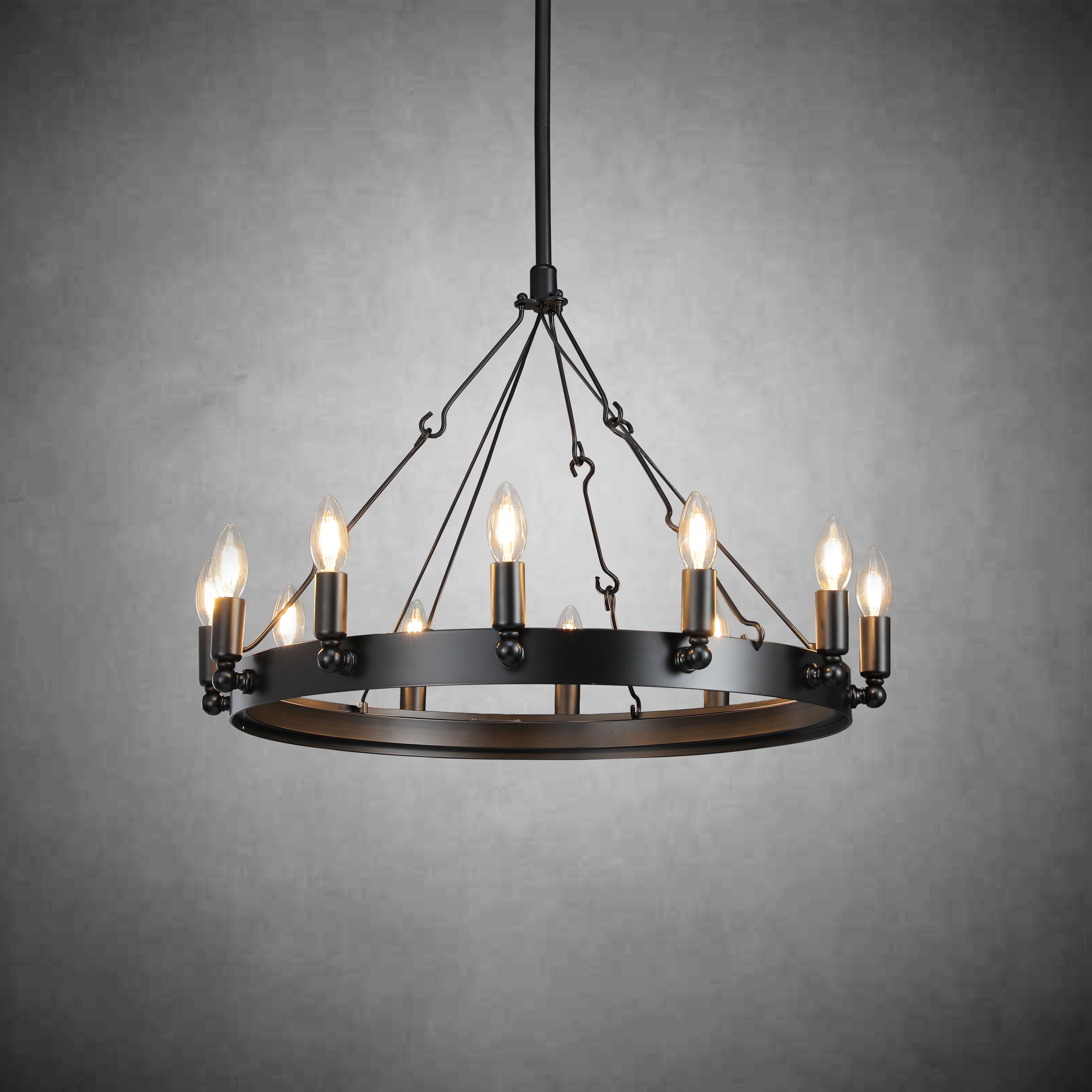 Camine Vintage Candelabra Round Chandelier 26"