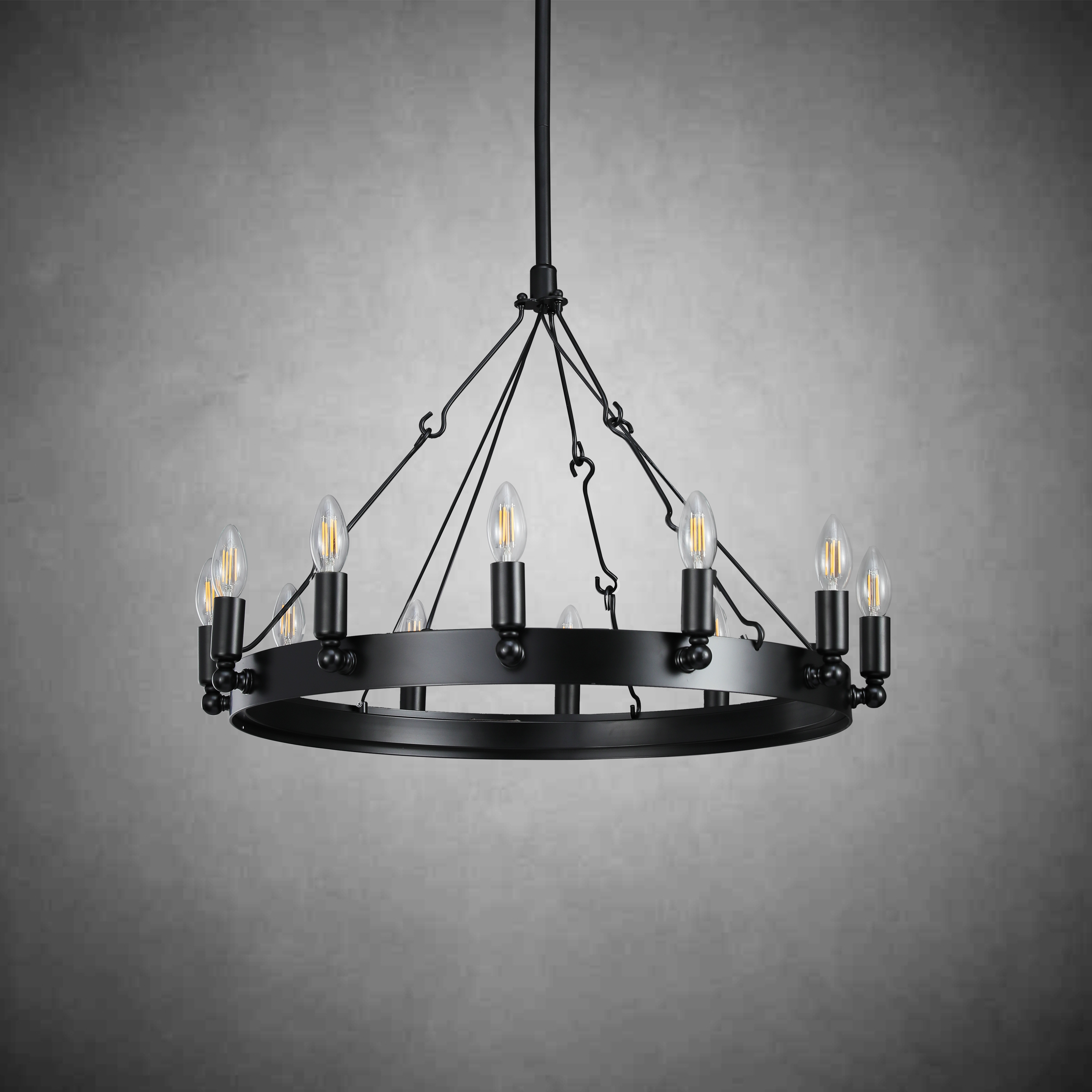Camine Vintage Candelabra Round Chandelier 26"